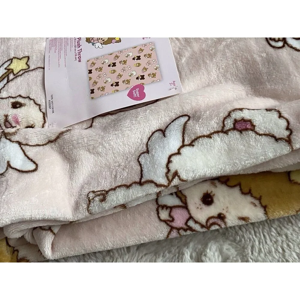Monchhichi Love Happy Angel Pink Soft‎ Plush Throw Blanket 50”x70” VIRAL NEW